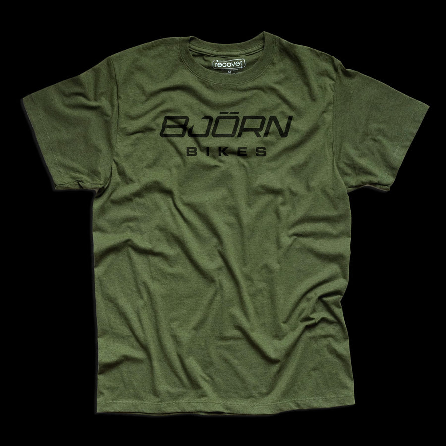 Front of Bjorn Logo Grass Green Short Sleeve T-Shirt
